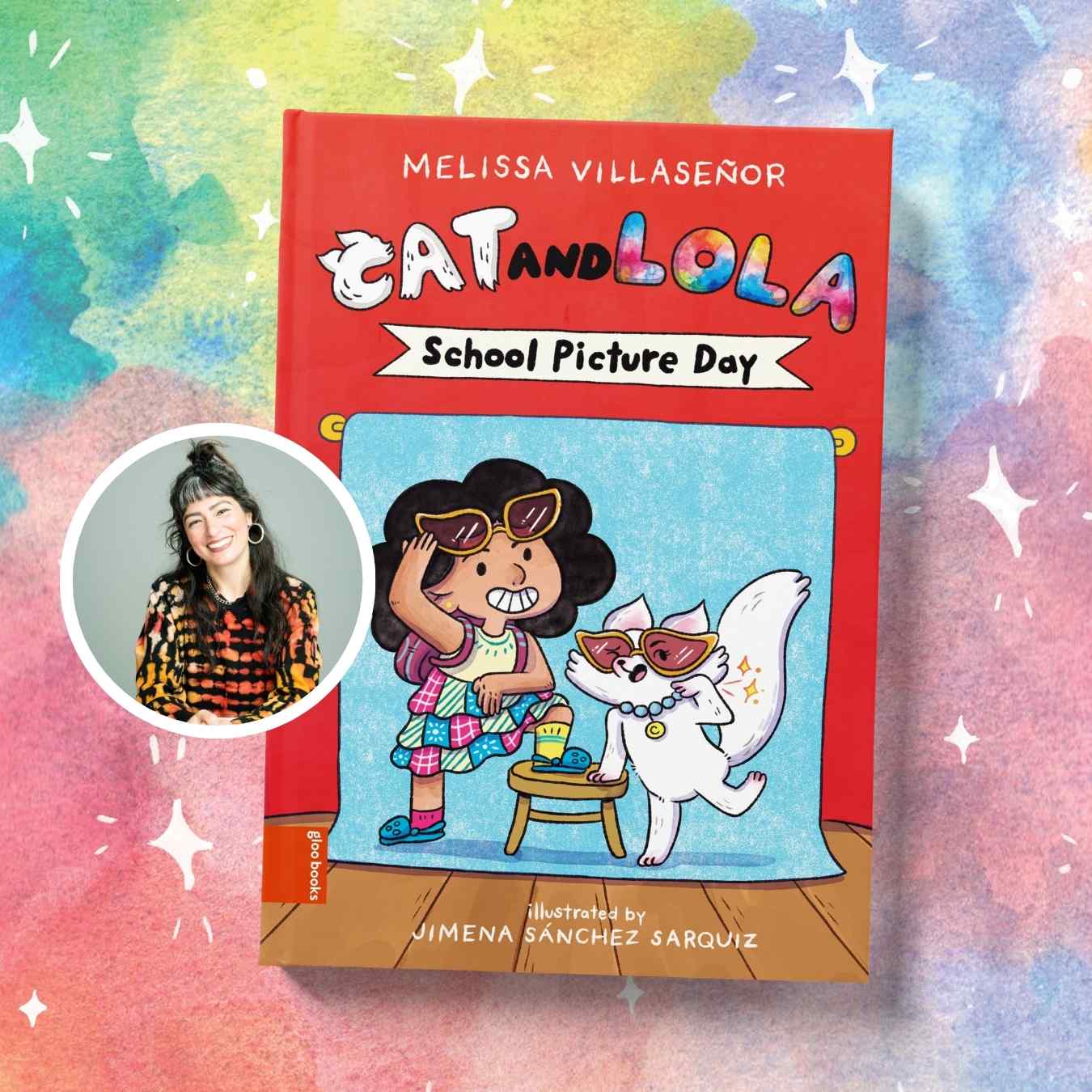 Book cover of 'Cat and Lola: School Picture Day' with a colorful background