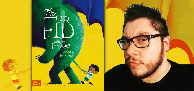 Book cover of 'The FIB' with a pedro iniguez on a yellow background