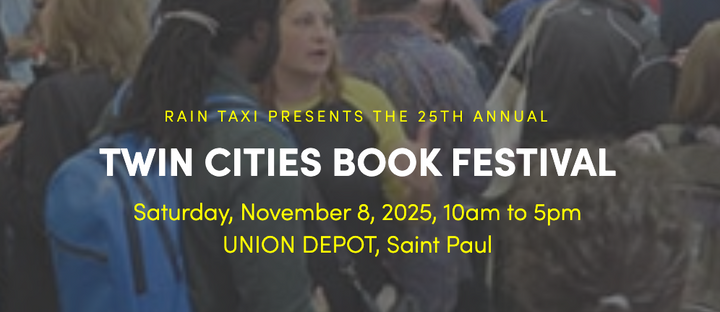 Promotional banner for the 25th Annual Twin Cities Book Festival with event details.