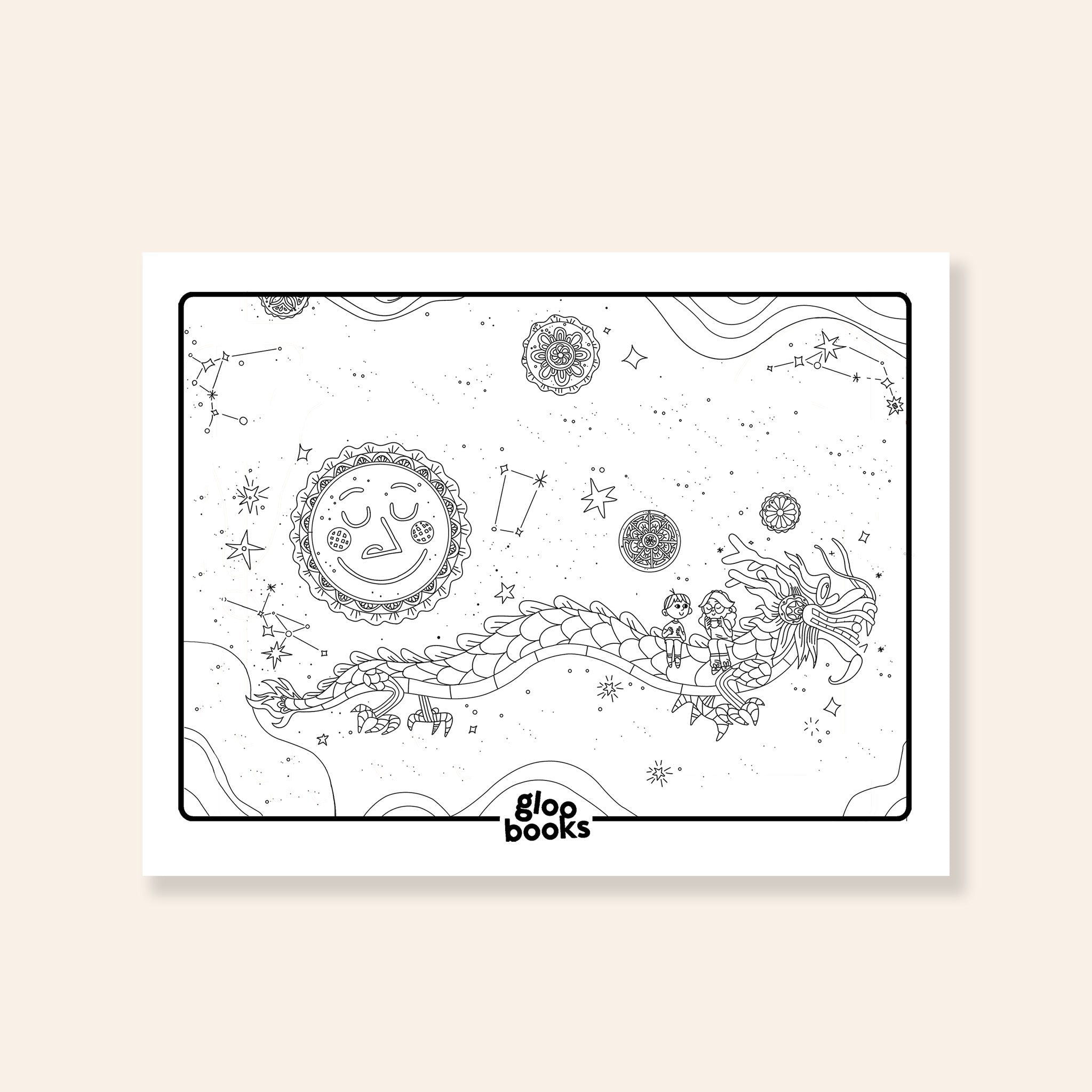 Mooncake & Dragon Coloring Sheet